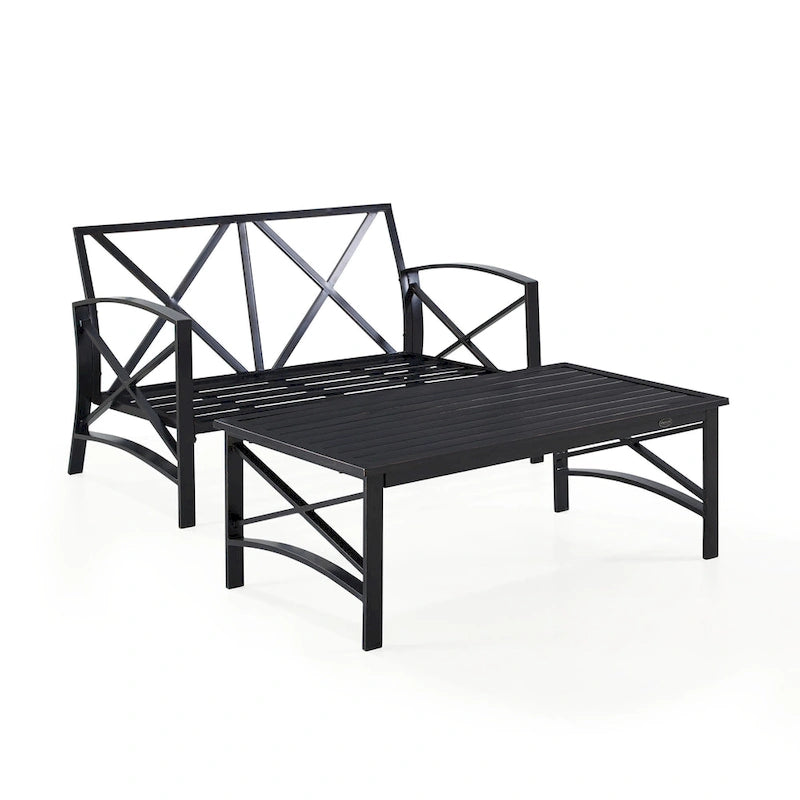 Crosley Kaplan Ensemble de 2 meubles de patio pour l'extérieur - Causeuse – 50 po L x 71,5 po P x 36 po H