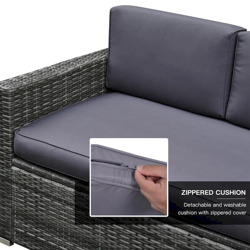 Ensemble de mobilier de patio 4 pièces Outsunny avec dossier, ensemble de mobilier de patio en rotin PE avec coussins épais