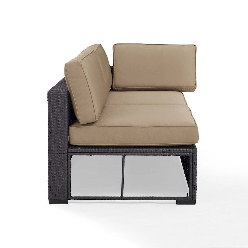 Causeuse Crosley Biscayne avec accoudoir intégré et coussins blancs
