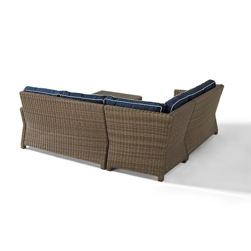 Crosley Bradenton Salon d'extérieur 4 pièces en osier avec coussins bleu marine