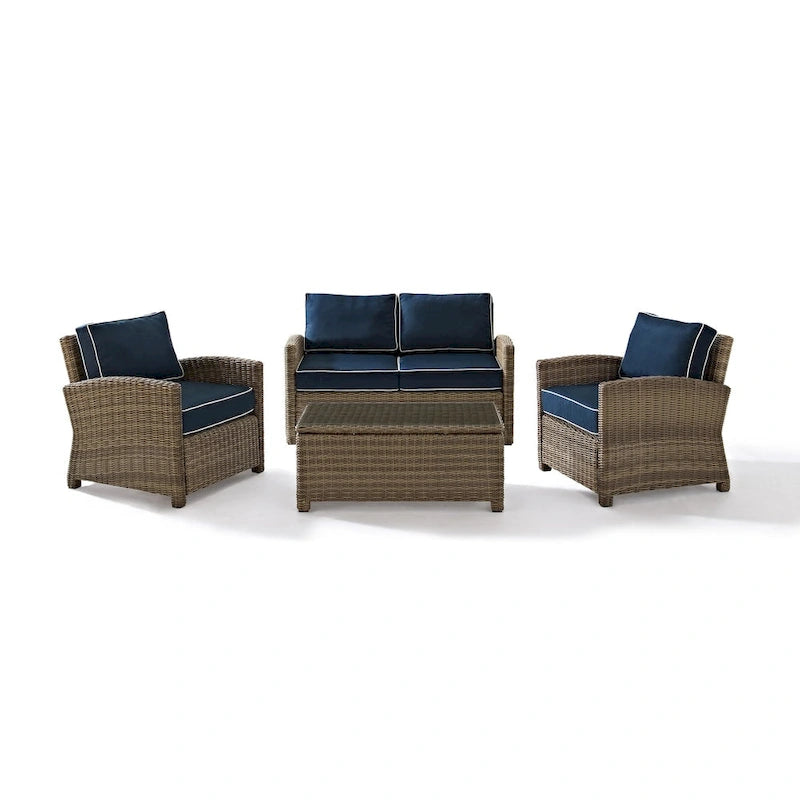 Chaises d'extérieur Crosley Bradenton avec coussins bleu marine (ensemble de 2)