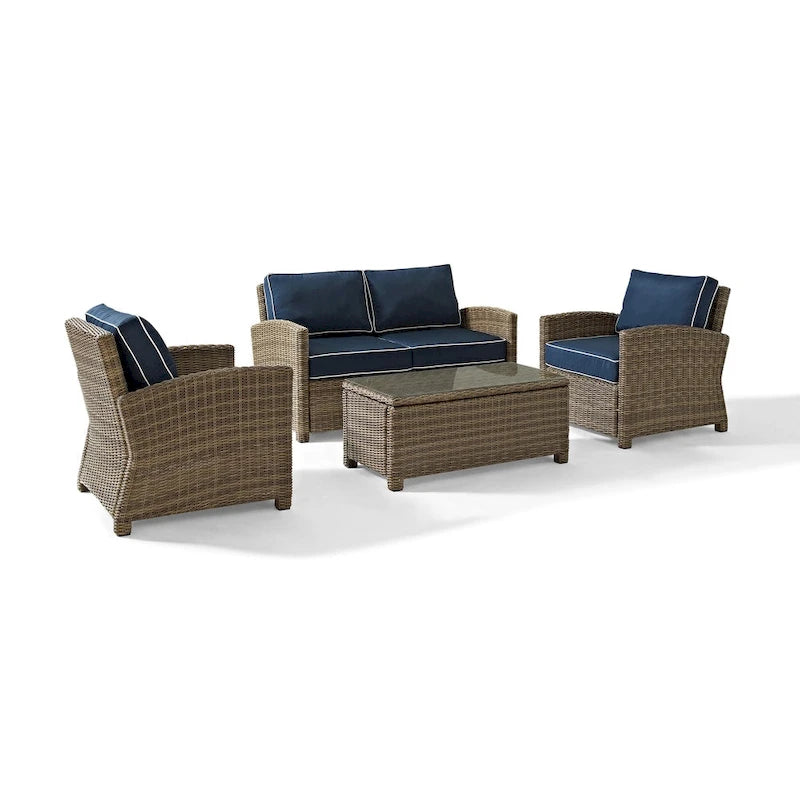 Chaises d'extérieur Crosley Bradenton avec coussins bleu marine (ensemble de 2)
