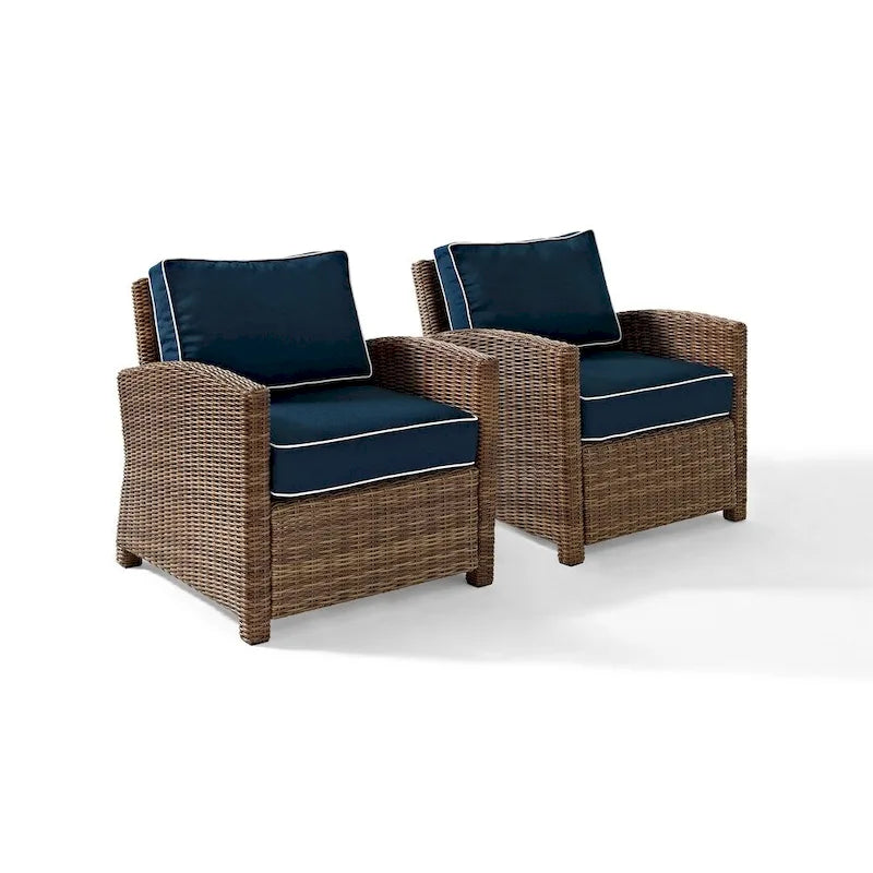 Chaises d'extérieur Crosley Bradenton avec coussins bleu marine (ensemble de 2)