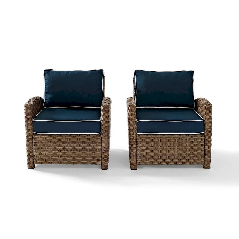 Chaises d'extérieur Crosley Bradenton avec coussins bleu marine (ensemble de 2)