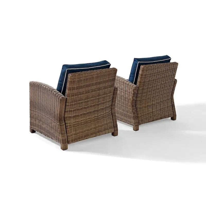 Chaises d'extérieur Crosley Bradenton avec coussins bleu marine (ensemble de 2)
