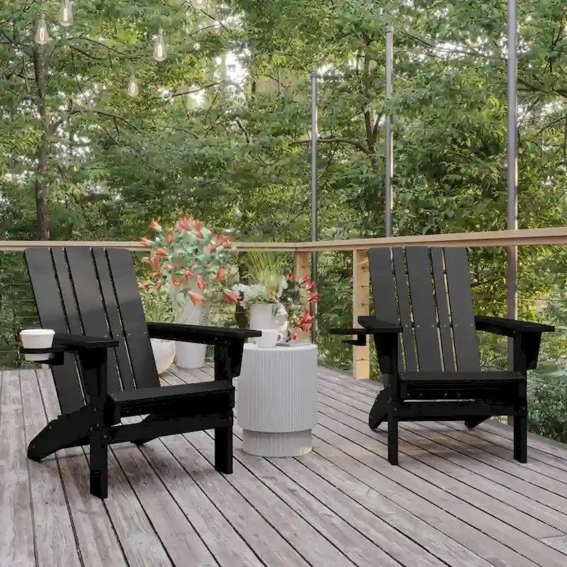 Lot de 2 chaises Adirondack commerciales tout temps avec porte-gobelets