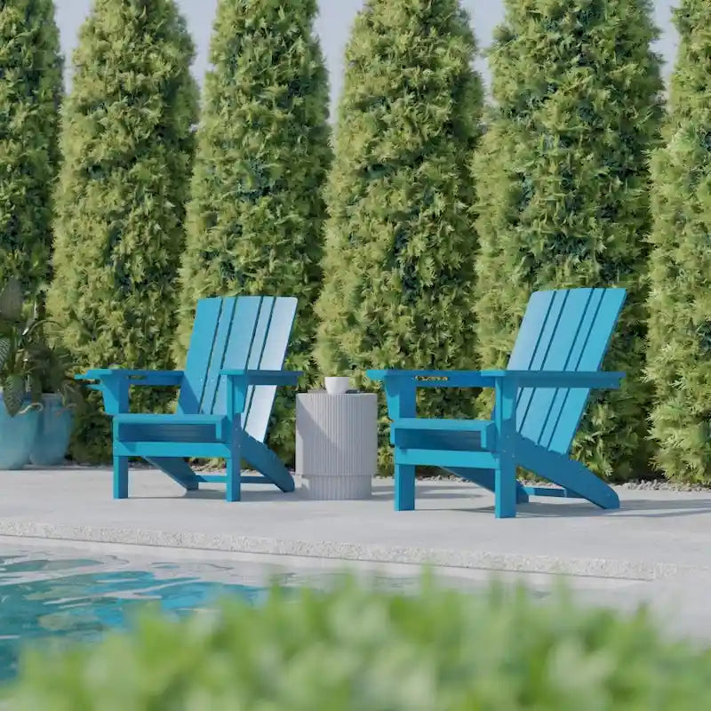 Lot de 2 chaises Adirondack commerciales tout temps avec porte-gobelets