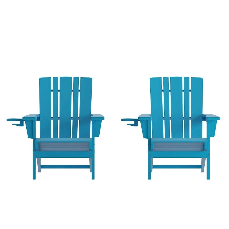 Lot de 2 chaises Adirondack commerciales tout temps avec porte-gobelets
