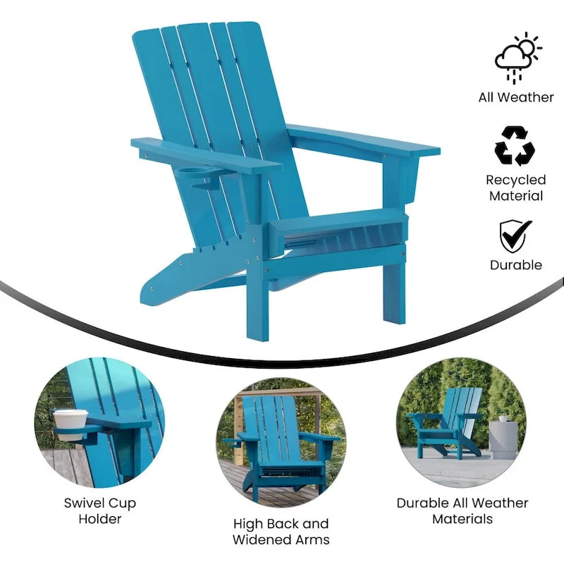 Lot de 2 chaises Adirondack commerciales tout temps avec porte-gobelets