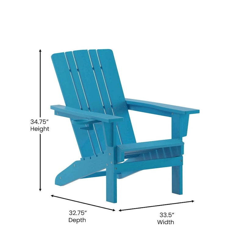 Lot de 2 chaises Adirondack commerciales tout temps avec porte-gobelets