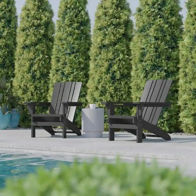 Lot de 2 chaises Adirondack commerciales tout temps avec porte-gobelets