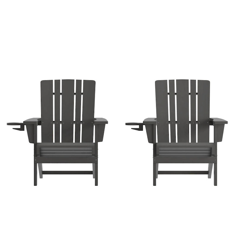 Lot de 2 chaises Adirondack commerciales tout temps avec porte-gobelets