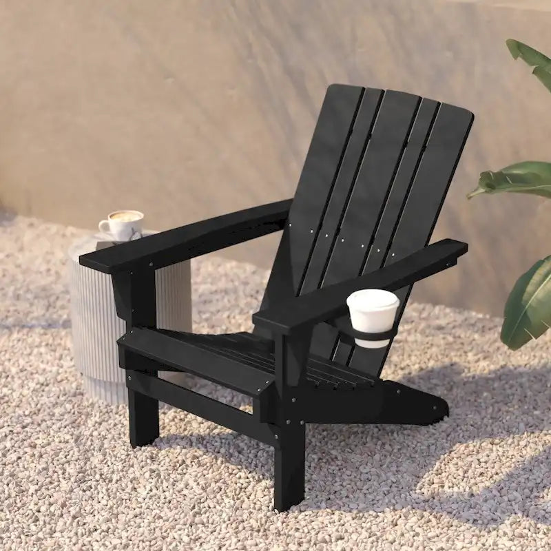 Lot de 2 chaises Adirondack commerciales tout temps avec porte-gobelets