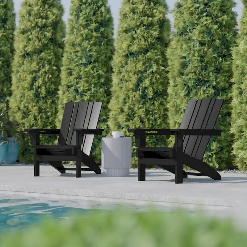 Lot de 2 chaises Adirondack commerciales tout temps avec porte-gobelets