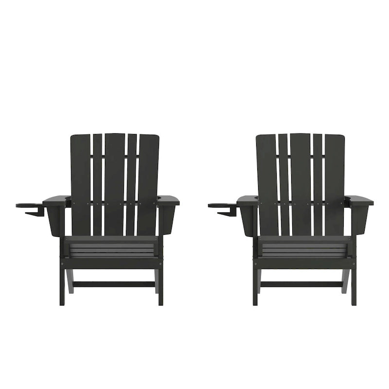Lot de 2 chaises Adirondack commerciales tout temps avec porte-gobelets