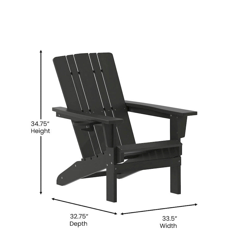 Lot de 2 chaises Adirondack commerciales tout temps avec porte-gobelets
