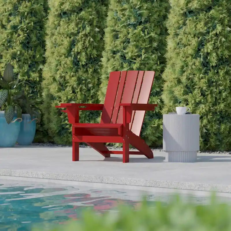Lot de 2 chaises Adirondack commerciales tout temps avec porte-gobelets