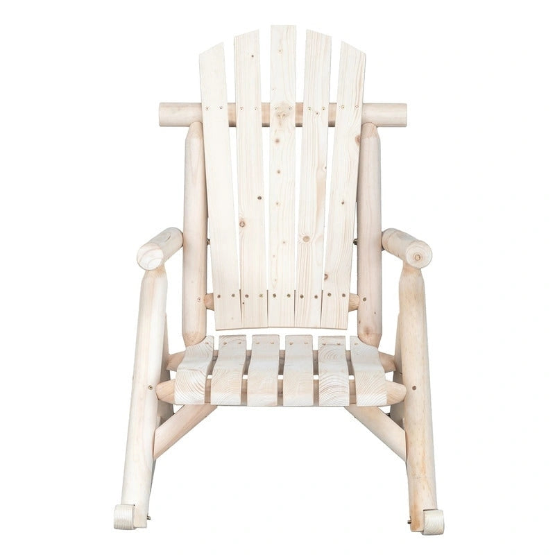 Fauteuil à bascule d'extérieur en sapin Karlhome, fauteuil rustique en bois de style Adirondack