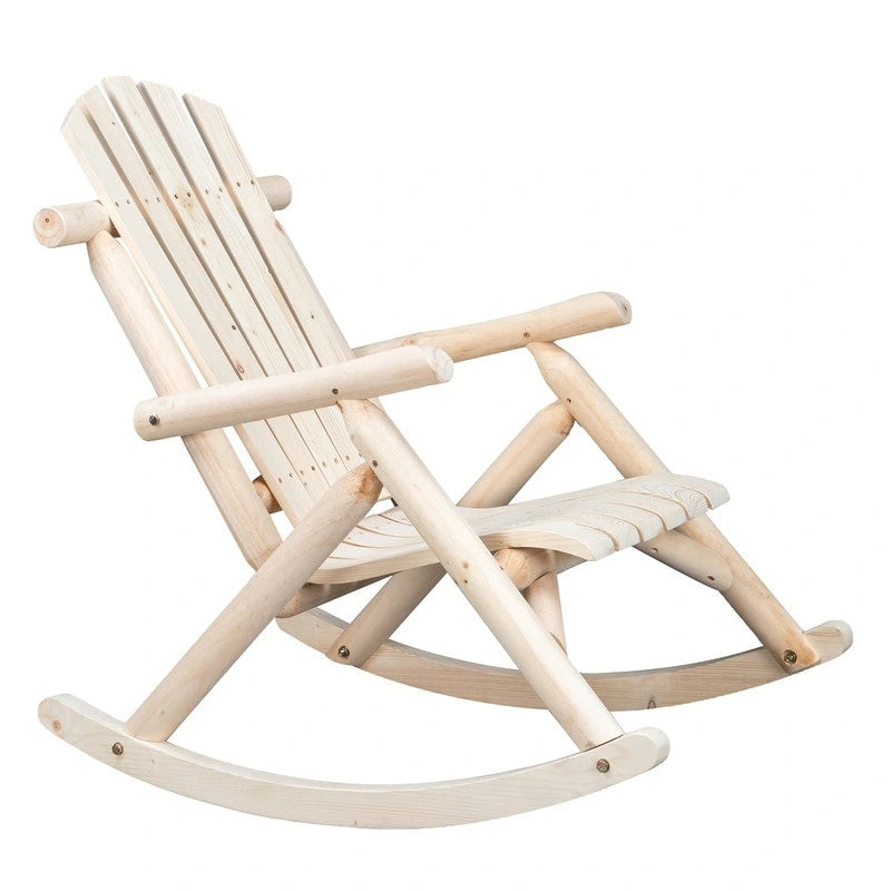 Fauteuil à bascule d'extérieur en sapin Karlhome, fauteuil rustique en bois de style Adirondack