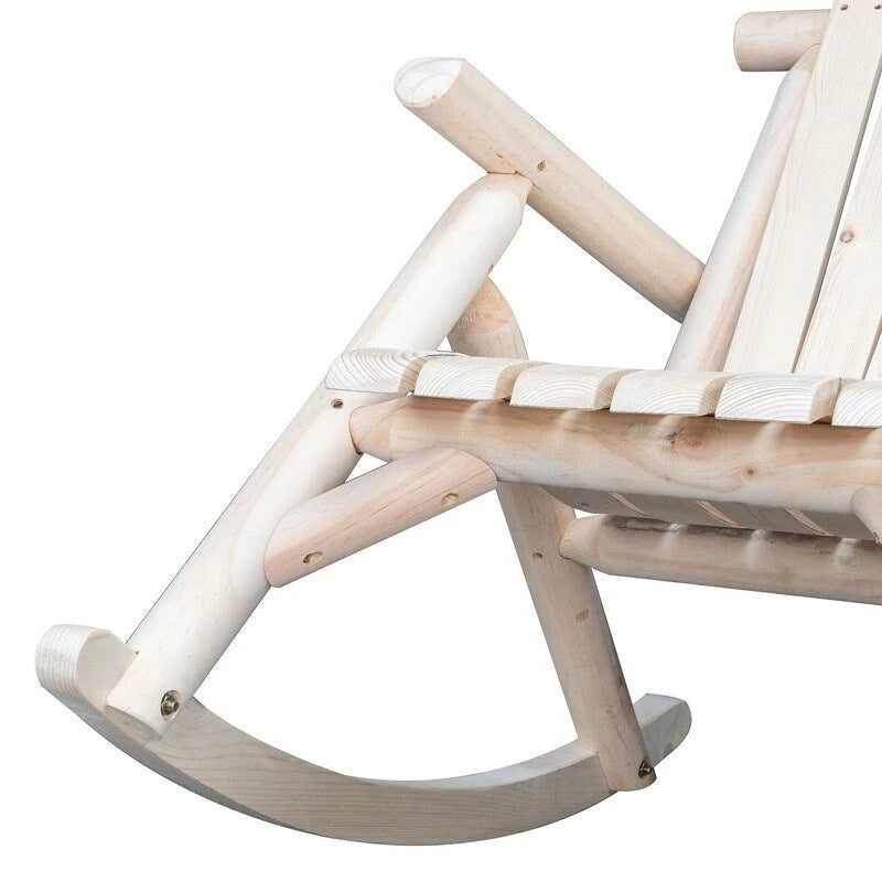 Fauteuil à bascule d'extérieur en sapin Karlhome, fauteuil rustique en bois de style Adirondack