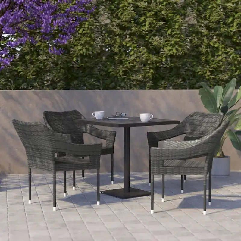 Chaises de terrasse empilables en rotin PE de qualité commerciale, toutes saisons - Lot de 4