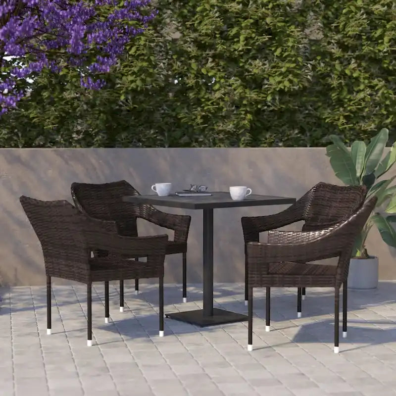 All Weather Commercial Grade PE Rattan Stacking Patio Chairs - 4 Pack