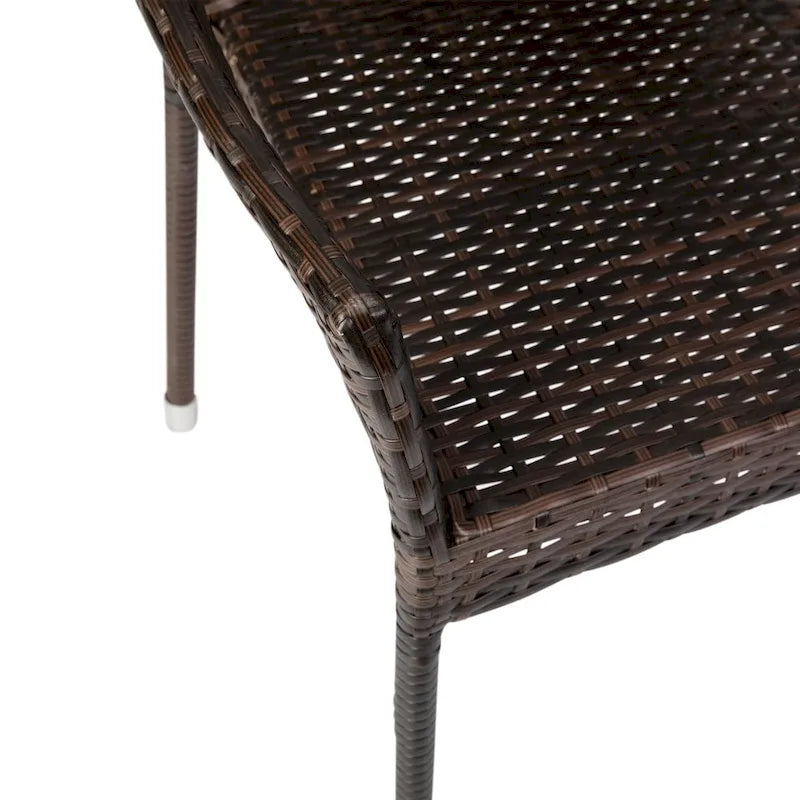 Chaises de terrasse empilables en rotin PE de qualité commerciale, toutes saisons - Lot de 4