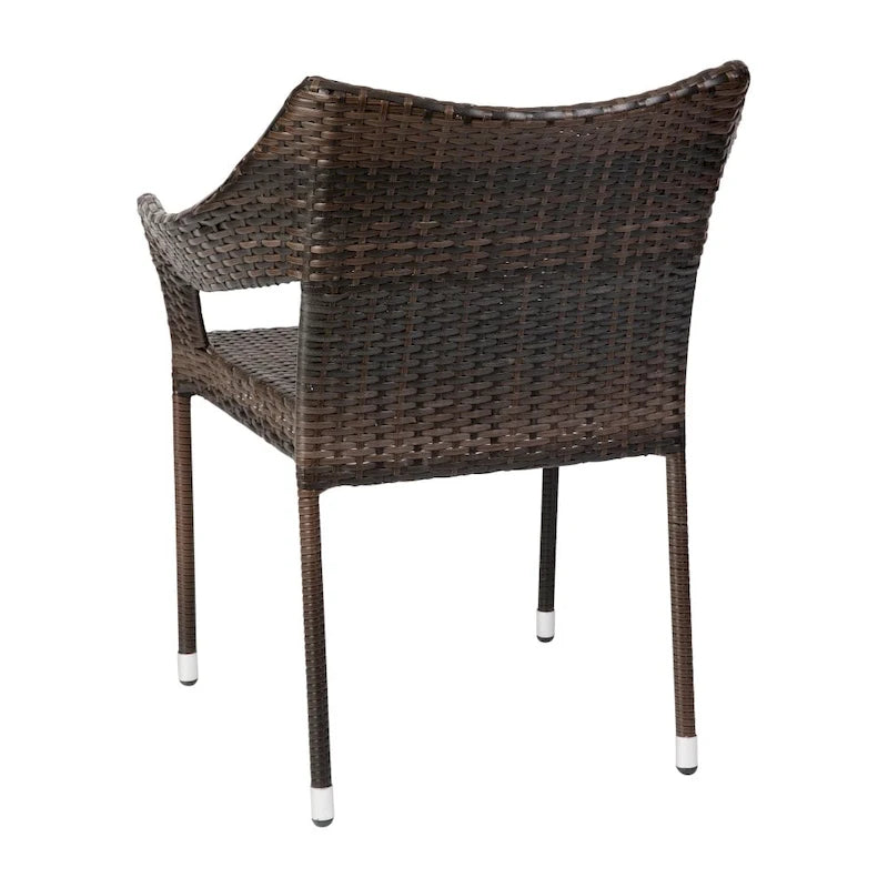 Chaises de terrasse empilables en rotin PE de qualité commerciale, toutes saisons - Lot de 4