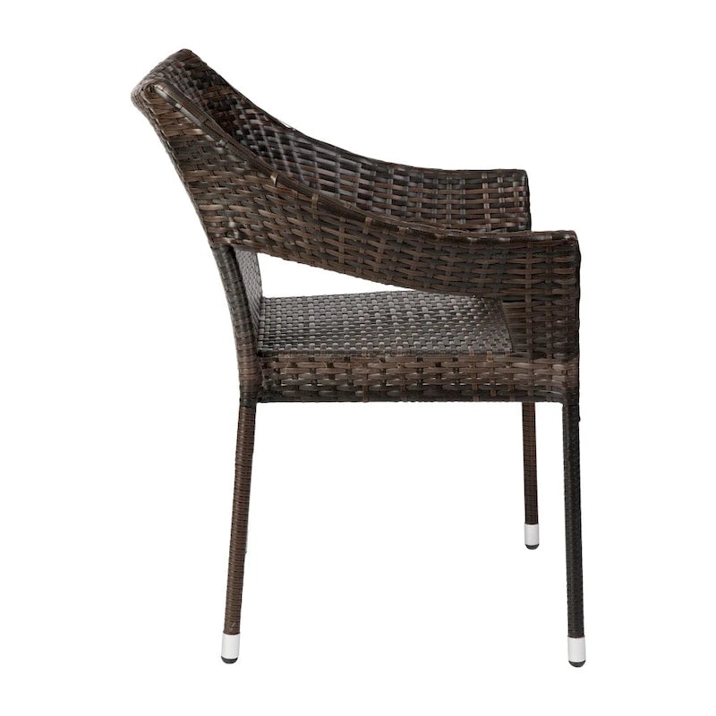 Chaises de terrasse empilables en rotin PE de qualité commerciale, toutes saisons - Lot de 4
