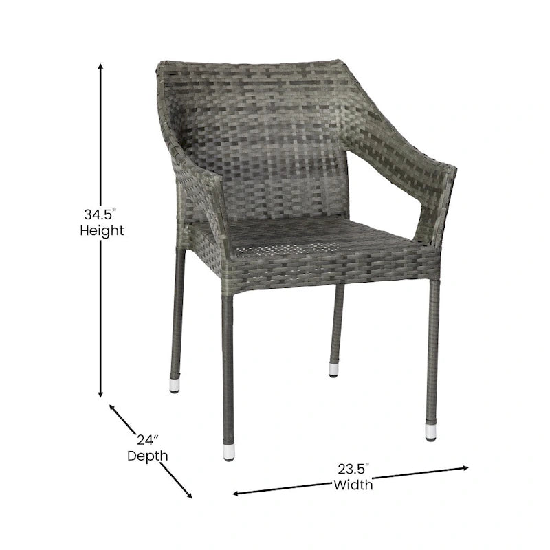 Chaises de terrasse empilables en rotin PE de qualité commerciale, toutes saisons - Lot de 4