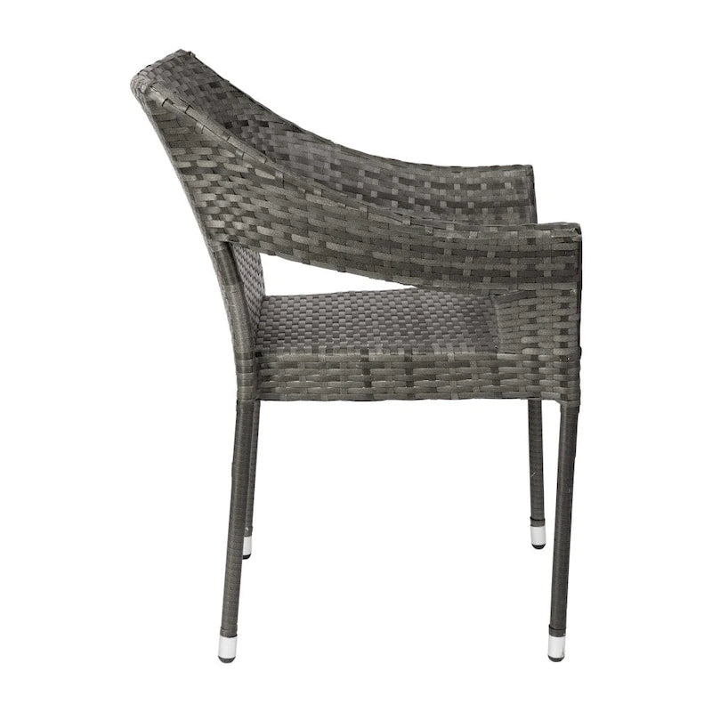Chaises de terrasse empilables en rotin PE de qualité commerciale, toutes saisons - Lot de 4