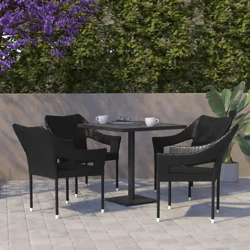 Chaises de terrasse empilables en rotin PE de qualité commerciale, toutes saisons - Lot de 4