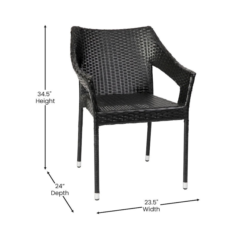 Chaises de terrasse empilables en rotin PE de qualité commerciale, toutes saisons - Lot de 4