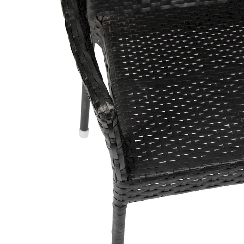 Chaises de terrasse empilables en rotin PE de qualité commerciale, toutes saisons - Lot de 4