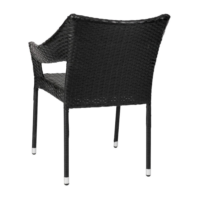Chaises de terrasse empilables en rotin PE de qualité commerciale, toutes saisons - Lot de 4