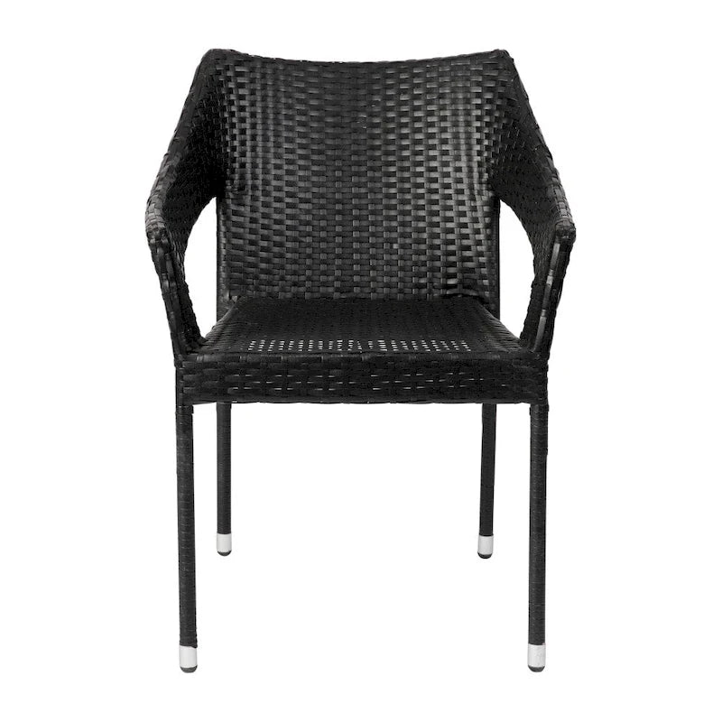 Chaises de terrasse empilables en rotin PE de qualité commerciale, toutes saisons - Lot de 4