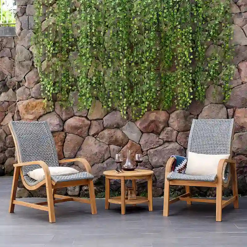 Cambridge Casual Dunham 3-piece Teak Wood Patio Chat Set - FREE Pillow
