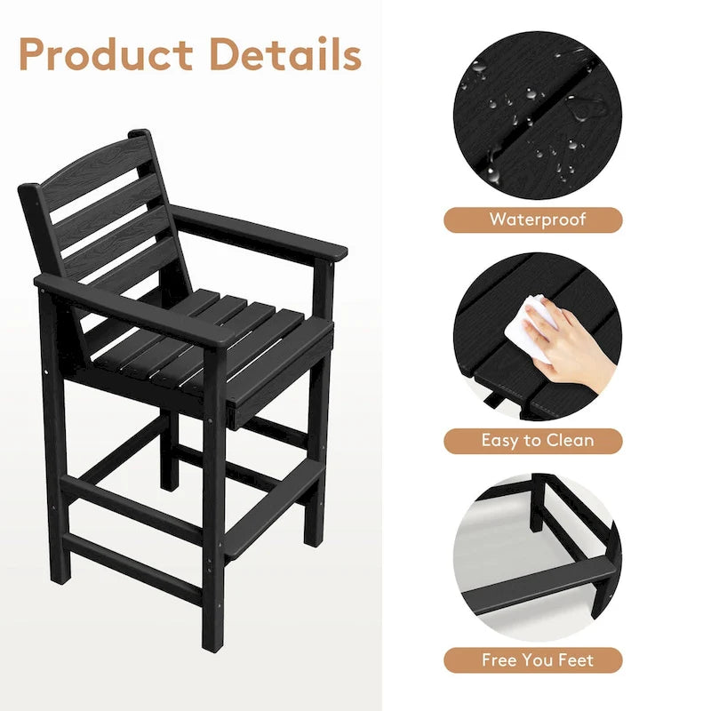 Lot de 2 chaises Adirondack hautes en plastique