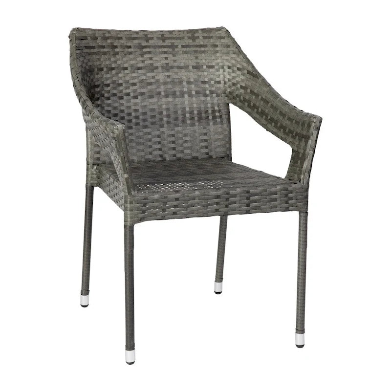 Chaises de patio empilables en rotin PE de qualité commerciale tout temps - Paquet de 2