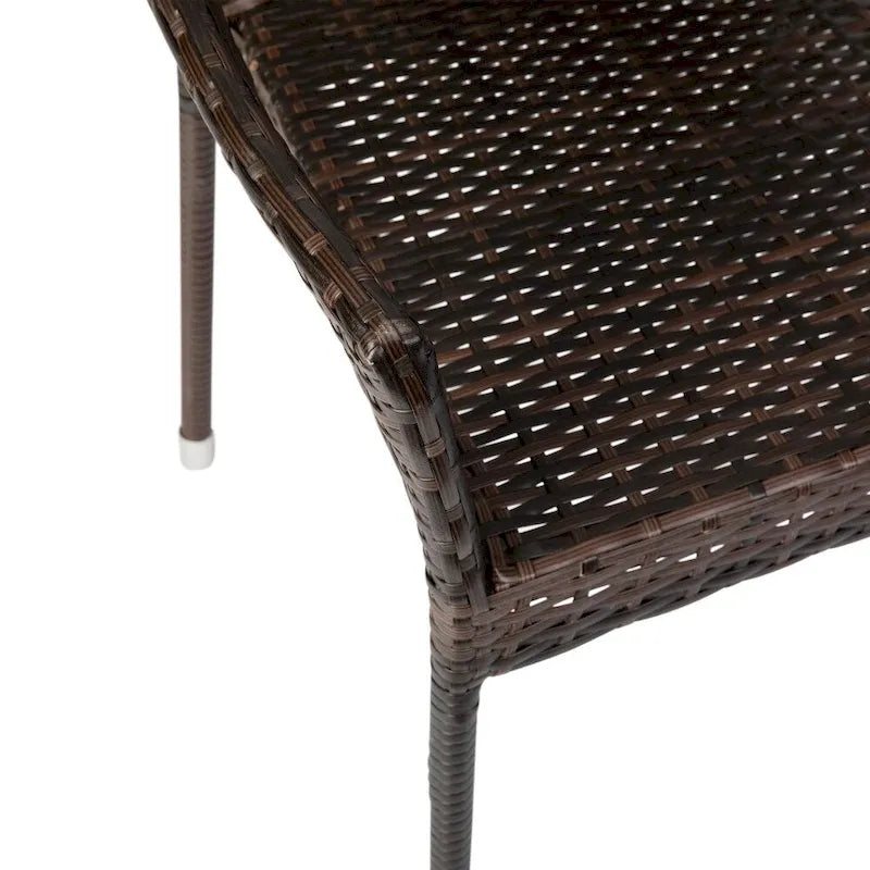 Chaises de patio empilables en rotin PE de qualité commerciale tout temps - Paquet de 2