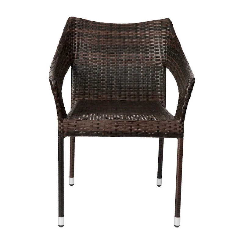 Chaises de patio empilables en rotin PE de qualité commerciale tout temps - Paquet de 2