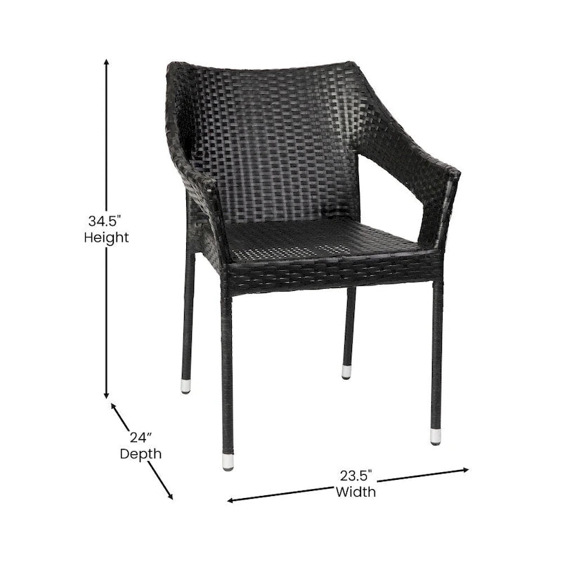 Chaises de patio empilables en rotin PE de qualité commerciale tout temps - Paquet de 2
