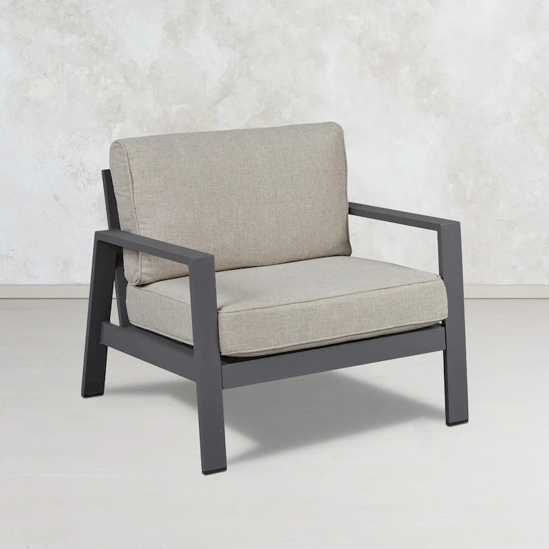 Aegean Outdoor Chair in Weathered Slate w/ Tan Cushions by Real Flame