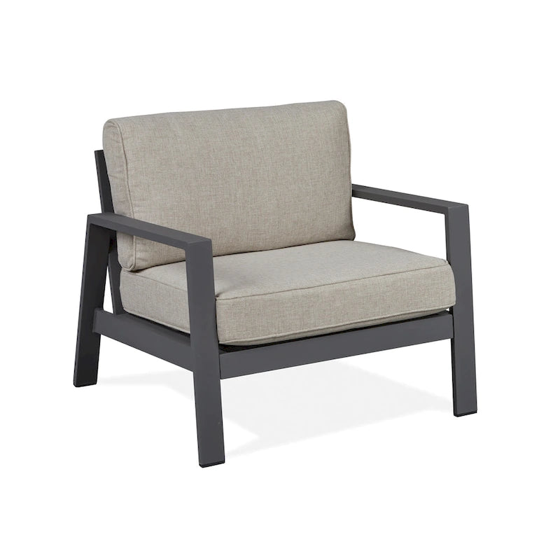 Chaise de jardin Aegean en ardoise patinée avec coussins de couleur havane par Real Flame