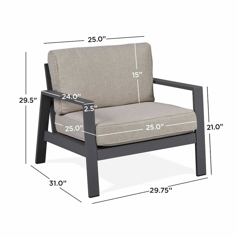 Chaise de jardin Aegean en ardoise patinée avec coussins de couleur havane par Real Flame