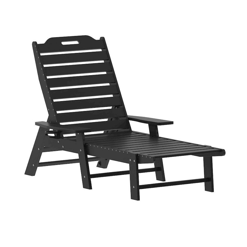 Chaise longue d'extérieur réglable avec porte-gobelet