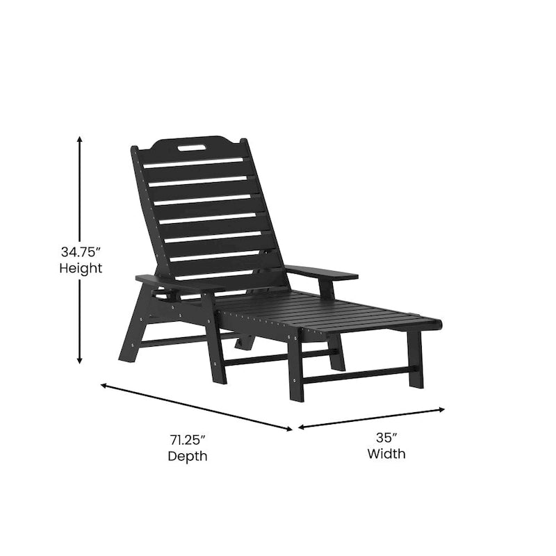 Chaise longue d'extérieur réglable avec porte-gobelet