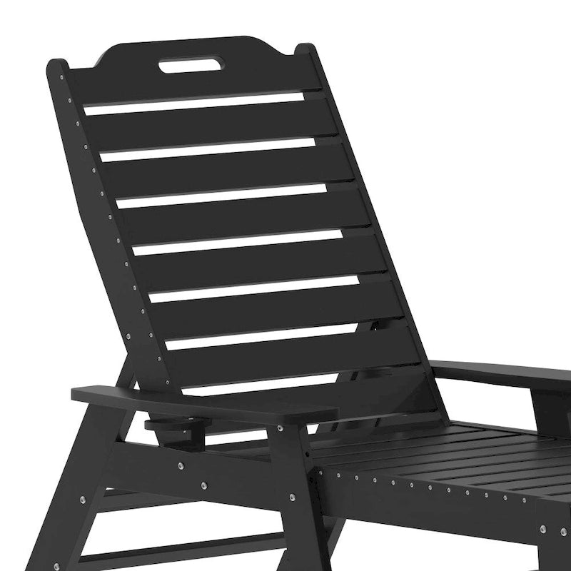 Chaise longue d'extérieur réglable avec porte-gobelet