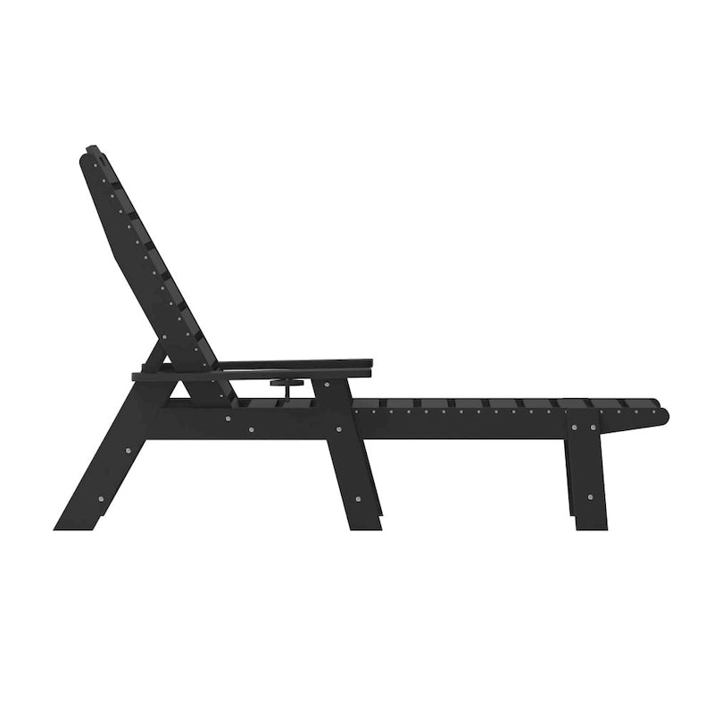Chaise longue d'extérieur réglable avec porte-gobelet