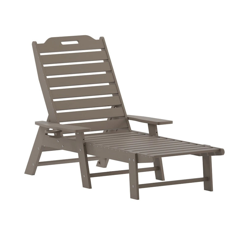 Chaise longue d'extérieur réglable avec porte-gobelet